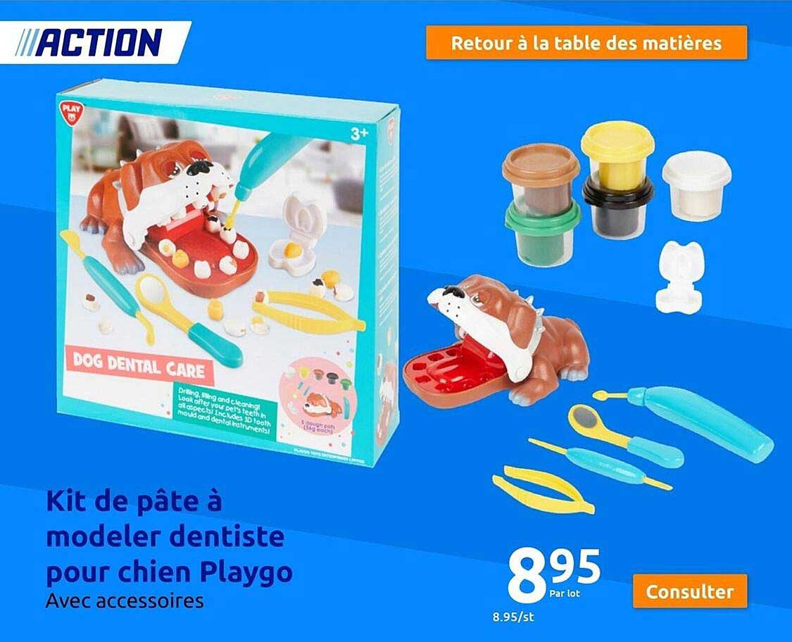 kit de pâte à modeler dentiste pour chien playgo