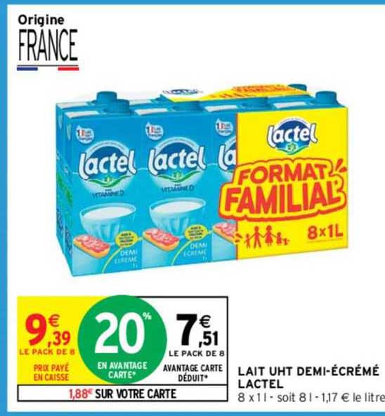 lait uht demi-écrémé lactel