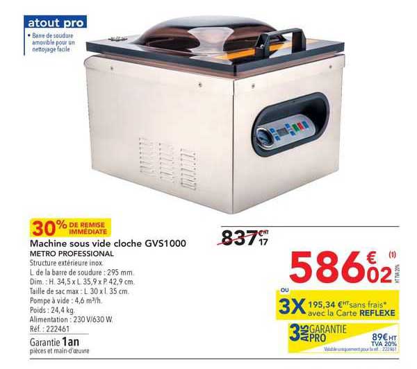 Machine Sous Vide Cloche Gvs1000 Métro Professional
