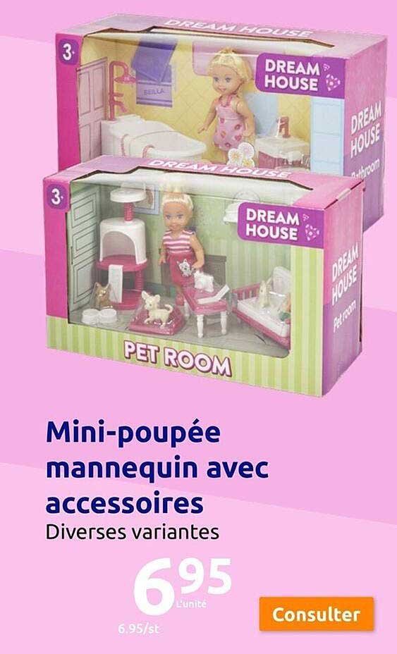 mini-poupée mannequin avec accessoires