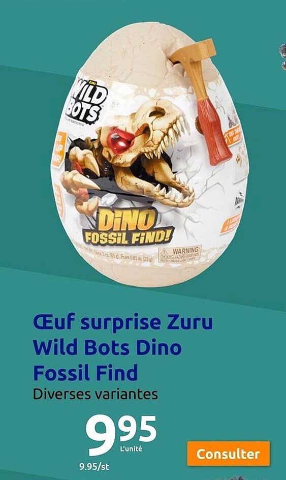 œuf surprise zuru wild bots dino fossil find