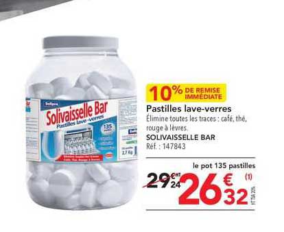 pastilles lave-verres solivaisselle bar