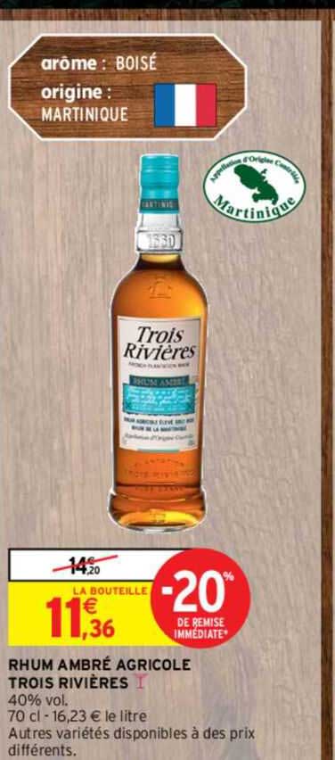 rhum ambré agricole trois rivières
