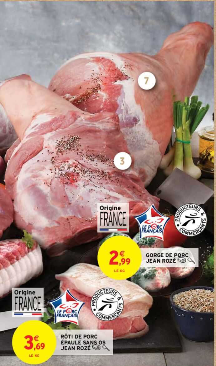 rôti de porc épaule sans os jean rozé, gorge de porc jean rozé