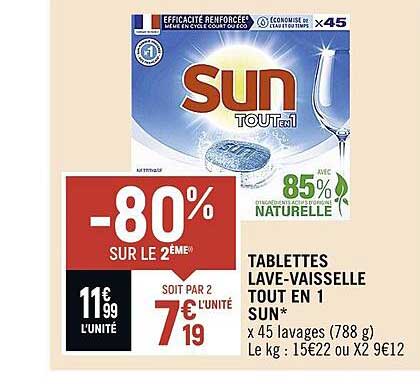 tablettes lave-vaisselle tout en 1 sun