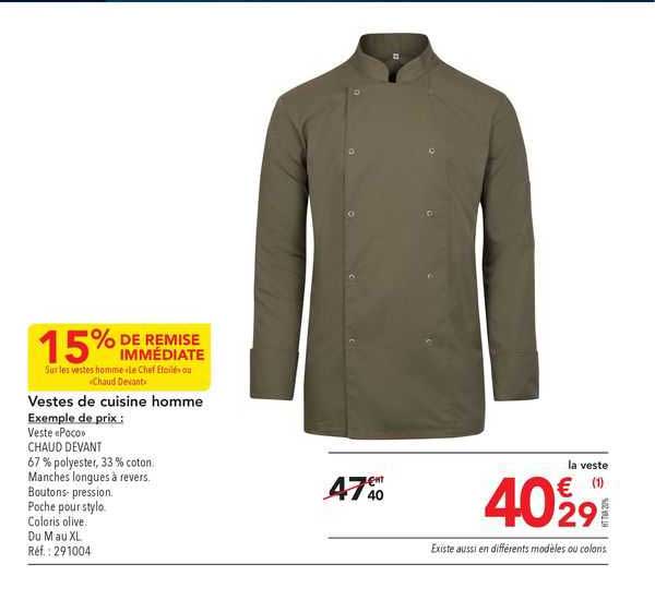 vestes de cuisine homme chaud devant