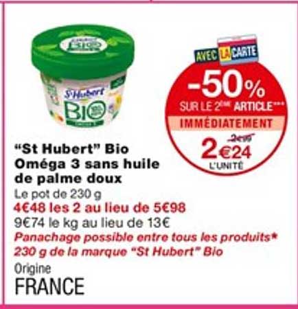 "st hubert" bio oméga 3 sans huile de palme doux