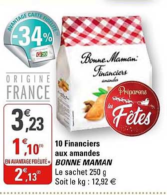 10 financiers aux amandes bonne maman