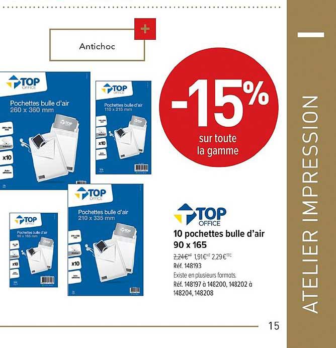 10 pochettes bulle d'air 90 x 165 top