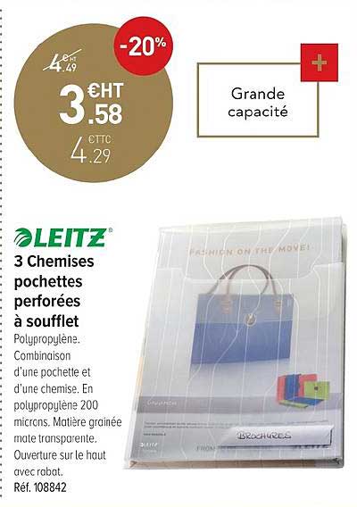 3 Chemises Pochettes Perforées à Soufflet Leitz
