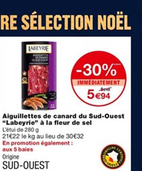 aiguillettes de canard du sud-ouest "labeyrie" à la fleur de sel