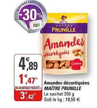 amandes décortiquées maître prunille