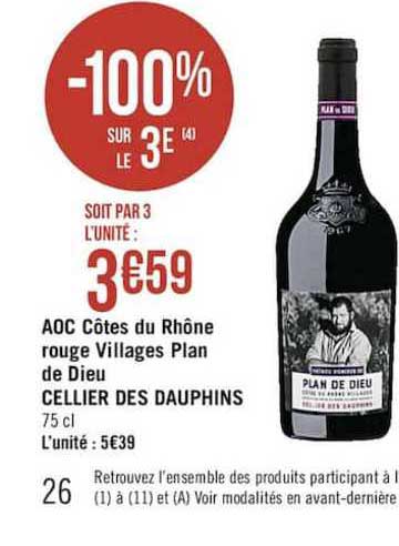 aoc côtes du rhône rouge villages plan de dieu cellier des dauphins