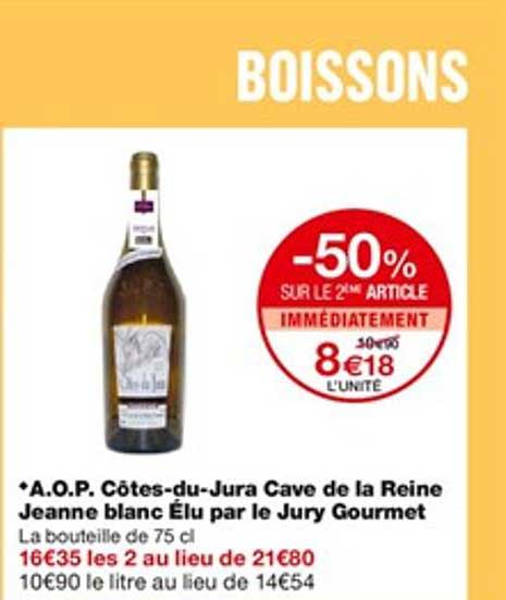aop côtes du jura cave de la reine jeanne blanc élu par le jury gourmet