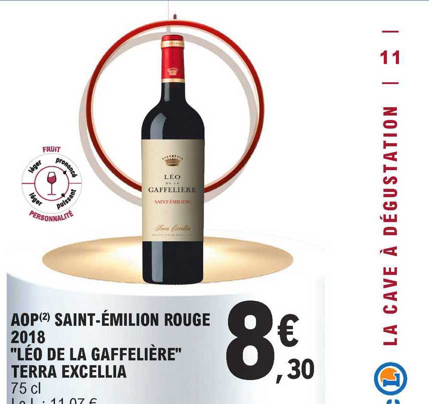 aop saint-émilion rouge 2018 "léo de la gaffelière" terra excellia