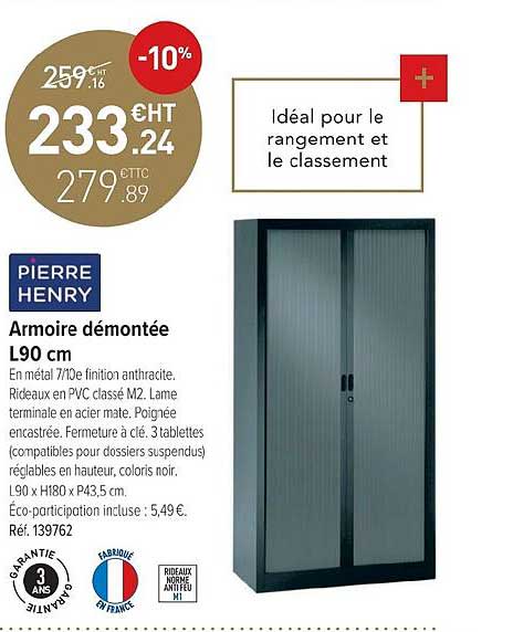 armoire démontée l90 cm pierre henry