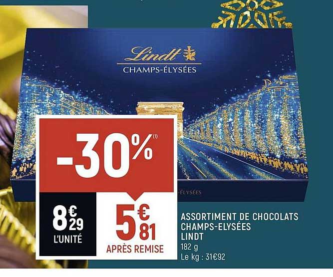 assortiment de chocolats champs élysées lindt