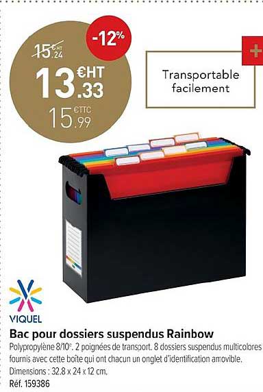 Bac Pour Dossiers Suspendus Raimbow Viquel