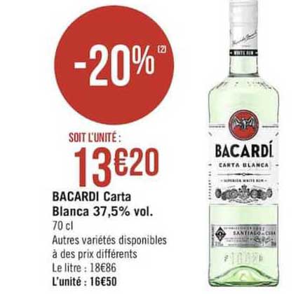 bacardi carta blanca 37,5% vol.