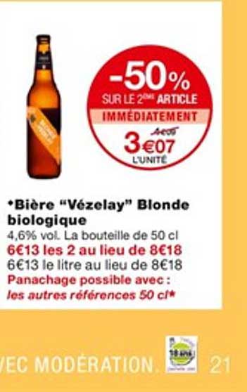 Bière "vézelay" Blonde Biologique
