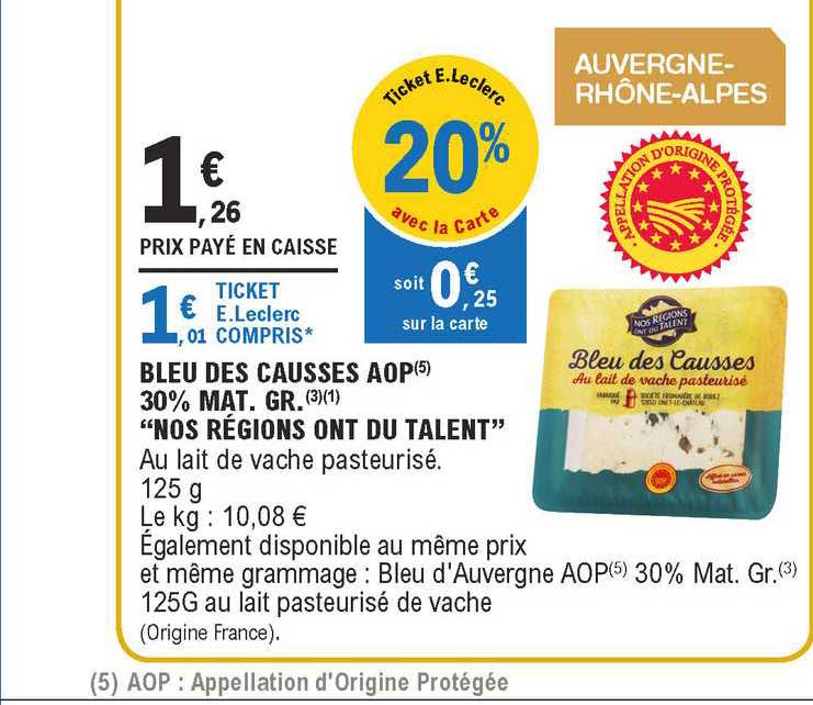 bleu des causses aop 30% mat. gr. "nos régions ont du talent"