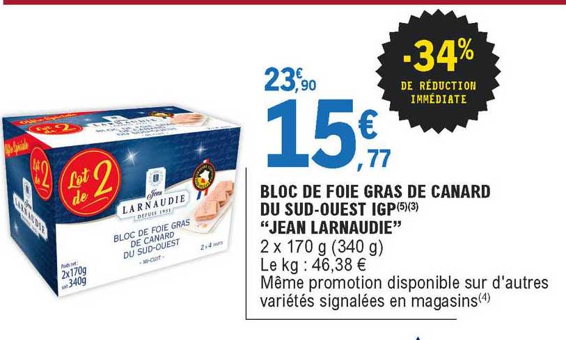 bloc de foie gras de canard du sud-ouest igp "jean larnaudie"