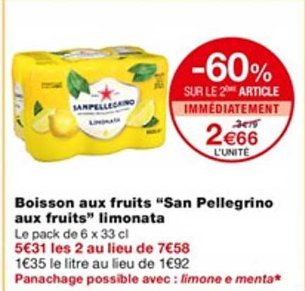 boisson aux fruits "san pellegrino" aux fruits linonata