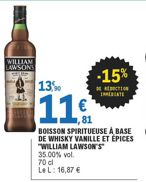 Boisson Spiritueuse à Base De Whisky Vanille Et épices "william Lawson's"