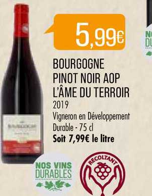 bourgogne pinot noir aop l'âme du terroir