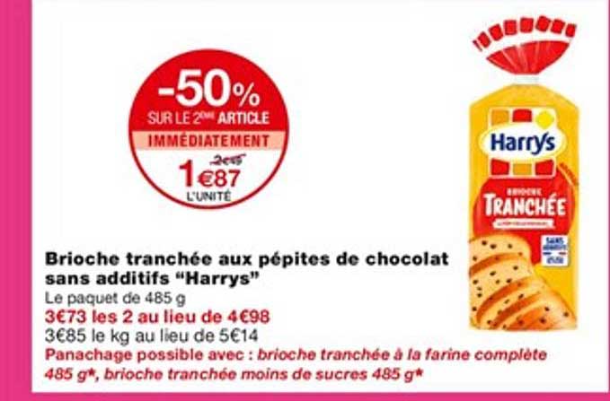 Brioche Tranchée Aux Pépites De Chocolat Sans Additifs "harrys"