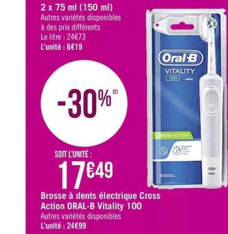 brosse à dents électrique cross action oral b vitality 100