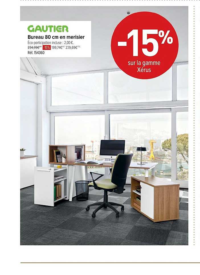 bureau 80 cm en merisier gautier