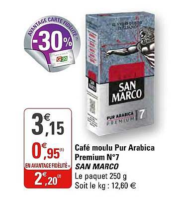 café moulu pur arabica premium n°7 san marco