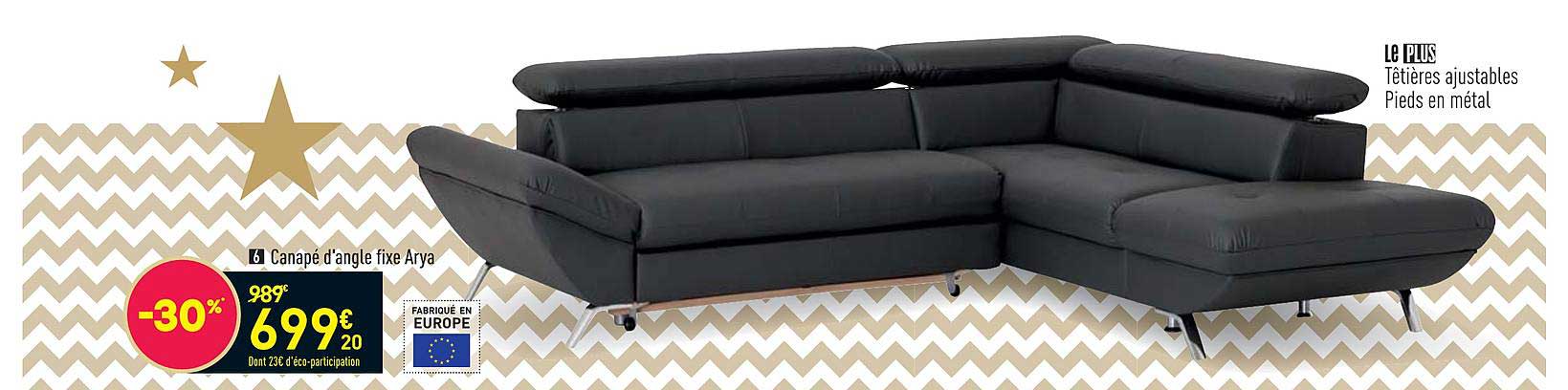 canapé d'angle fixe arya