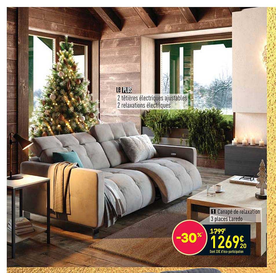 canapé de relaxation 3 places laredo