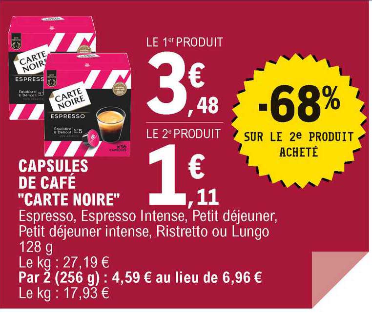 Capsules De Café "carte Noire"