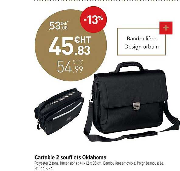 cartable 2 soufflets oklahoma
