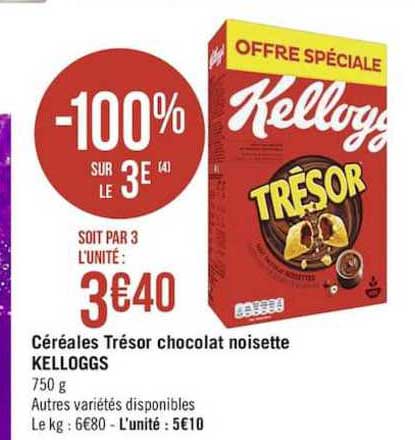 Céréales Trésor Chocolat Noisette Kelloggs