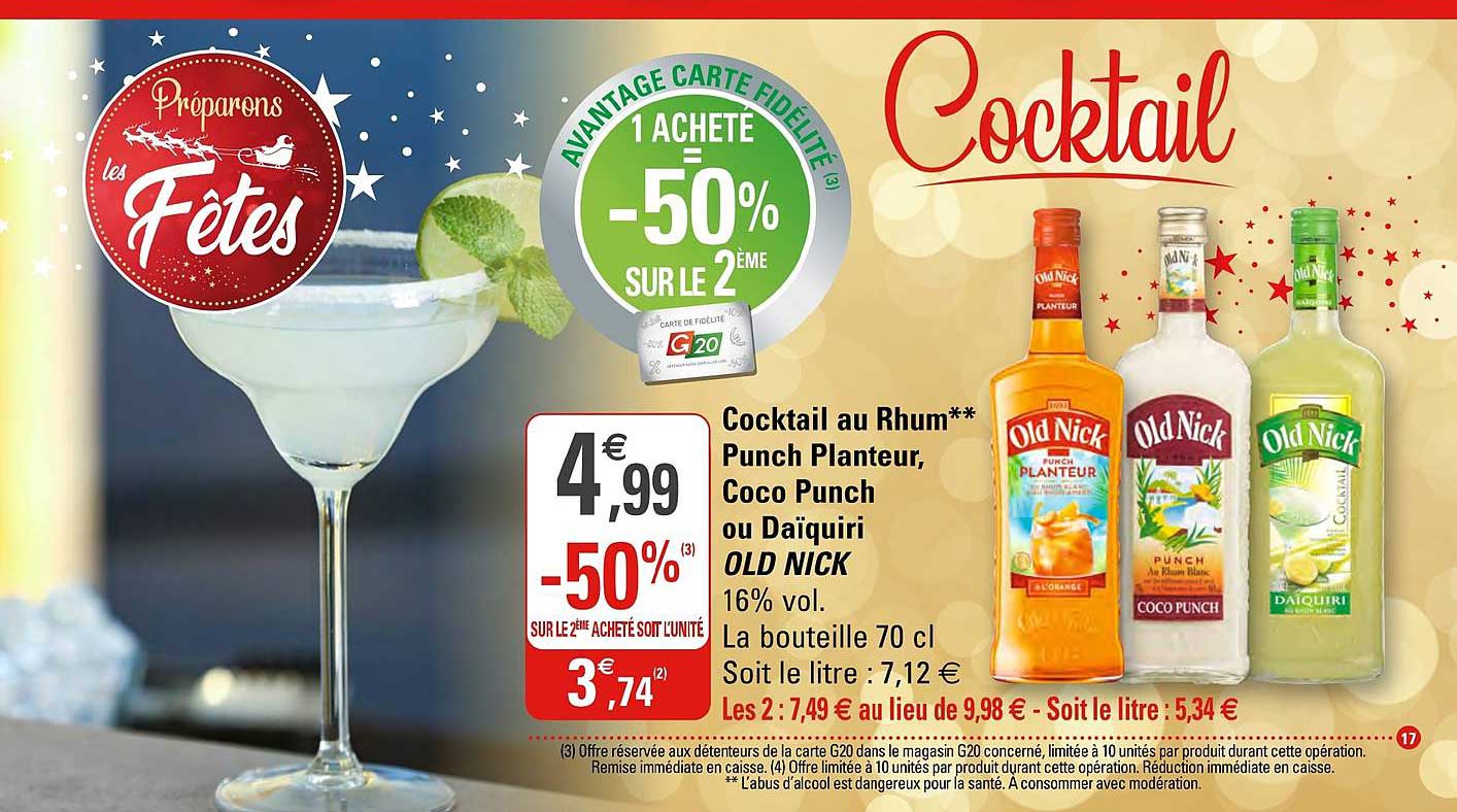 cocktail au rhum punch planteur coco punch ou daïquiri old nick