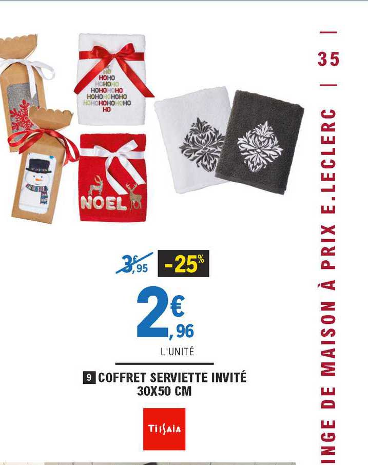 coffret serviette invité 30x50 cm tissaia