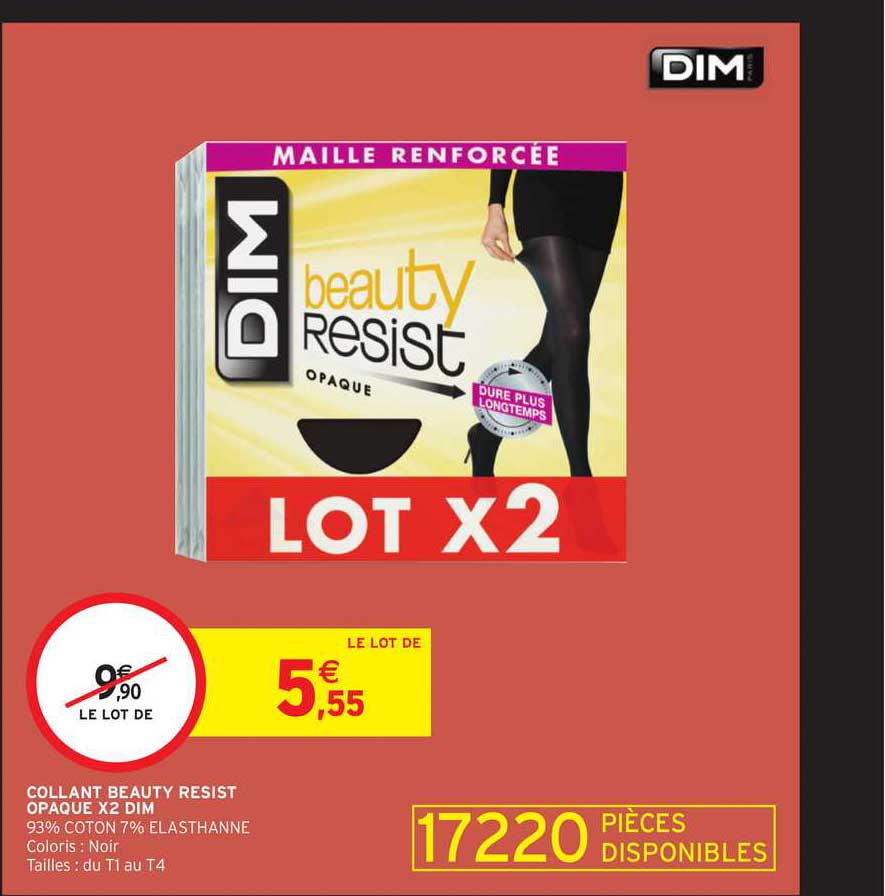collant beauty resist opaque x2 dim