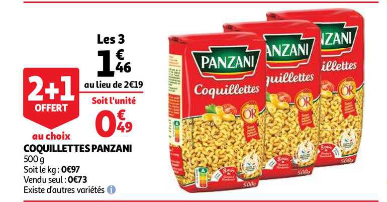 Coquillettes Panzani 2+1 Offert Au Choix