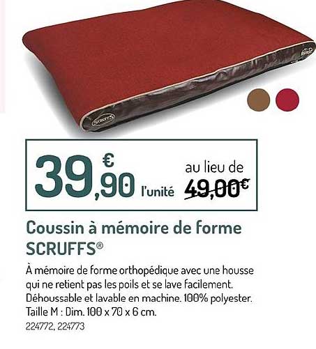 coussin à mémoire de forme scruffs