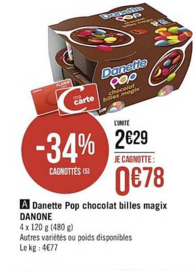 danette pop chocolat billes magix danone