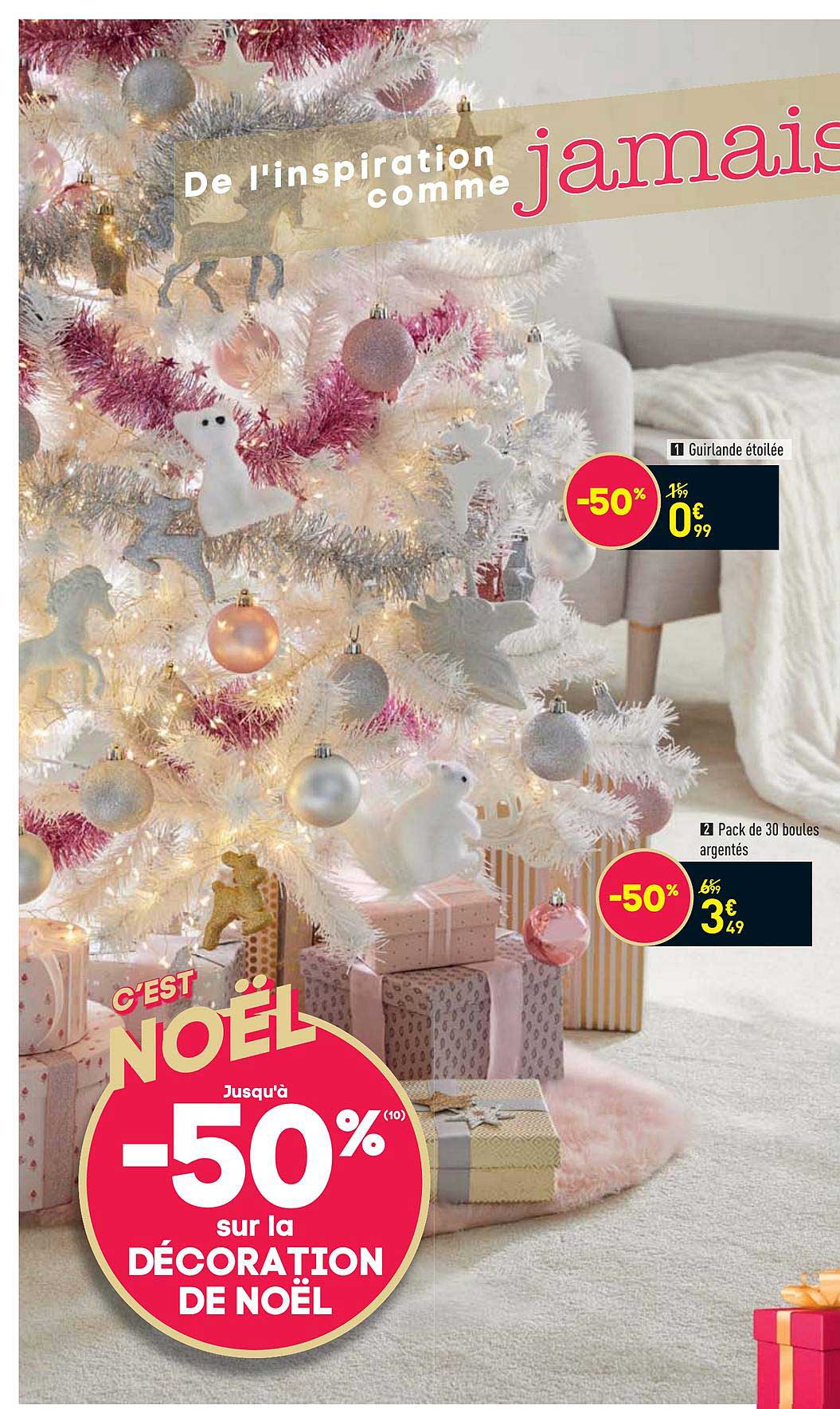 décoration de noël , guirlande étoilée, pack de 30 boules argentées