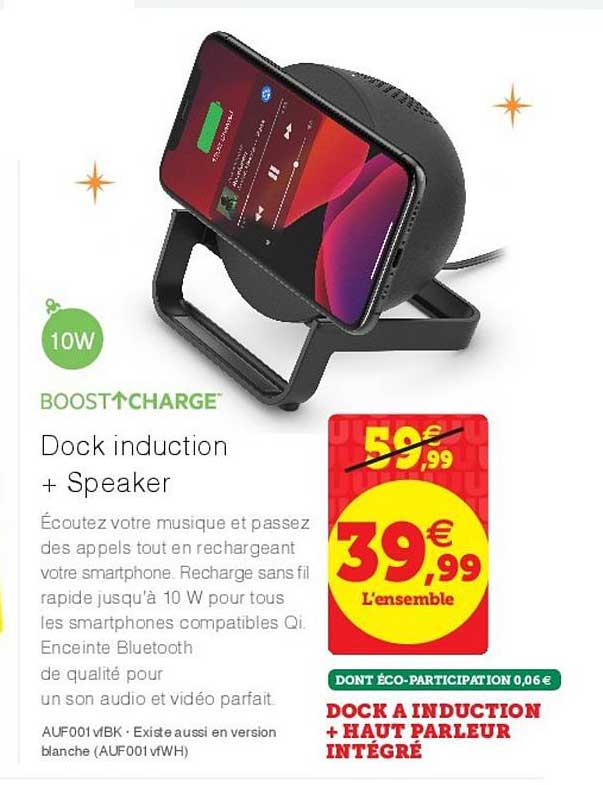 dock a induction + haut parleur intégré