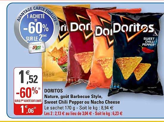 Doritos Nature Goût Barbecue Style Sweet Chili Pepper Ou Nacho Cheese