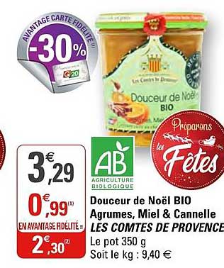 douceur de noël bio agrumes miel & canelle les comtes de provence