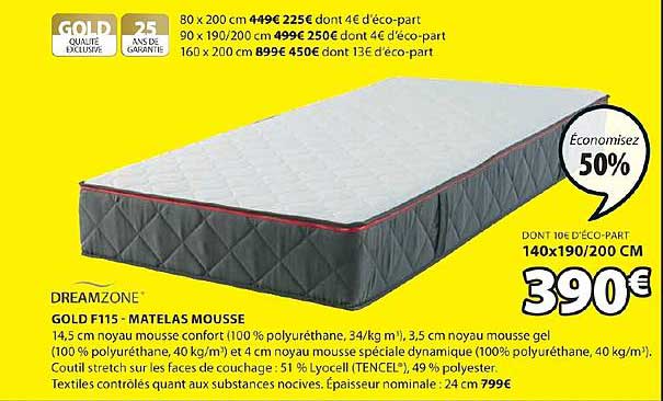 dreaumzone gold f115 matelas mousse