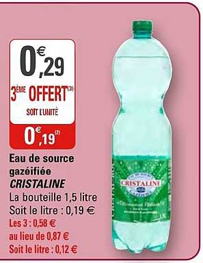 eau de source gazéifiée cristaline
